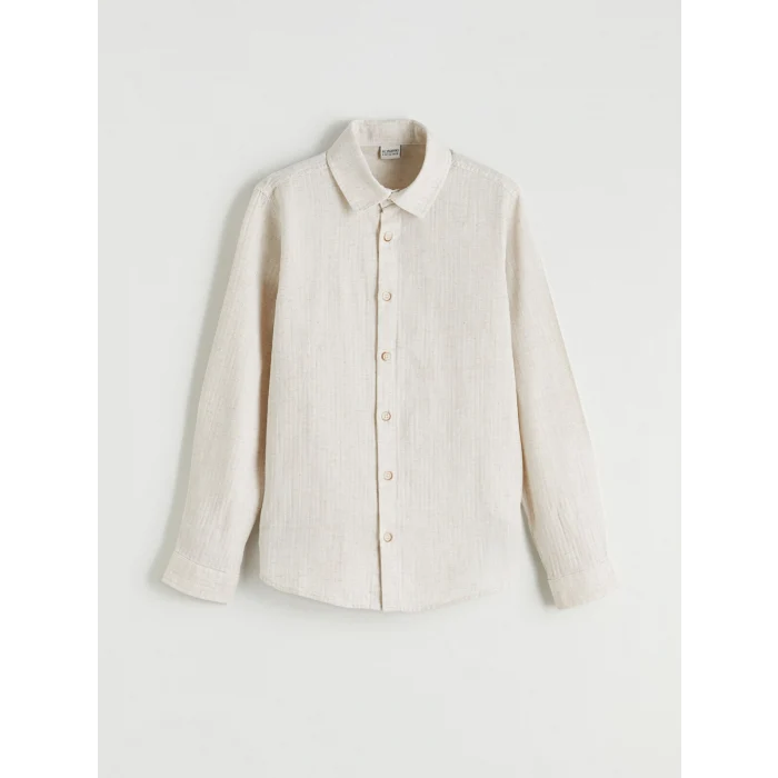 LCW Kids Ekru Erkek Çocuk Keten Karışımlı Gömlek