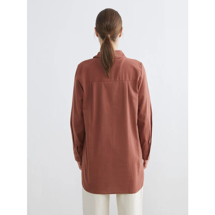 LCW Modest Kahverengi Dokulu Kadın Gömlek Tunik