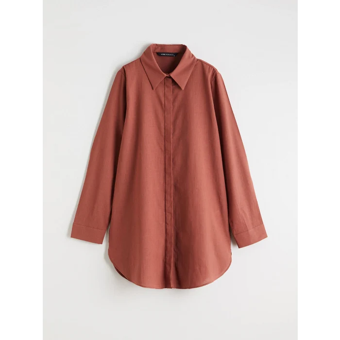 LCW Modest Kahverengi Dokulu Kadın Gömlek Tunik