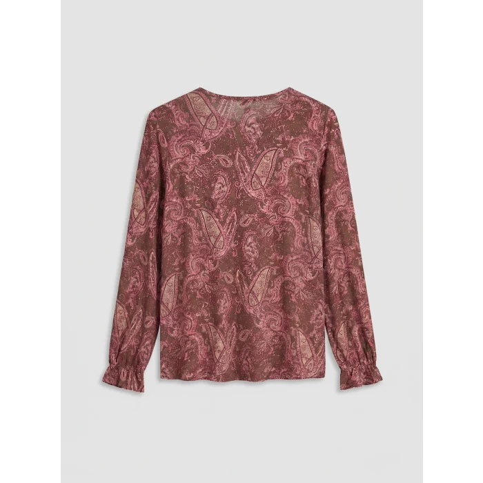 LCW Grace Kahverengi Bisiklet Yaka Desenli Bluz