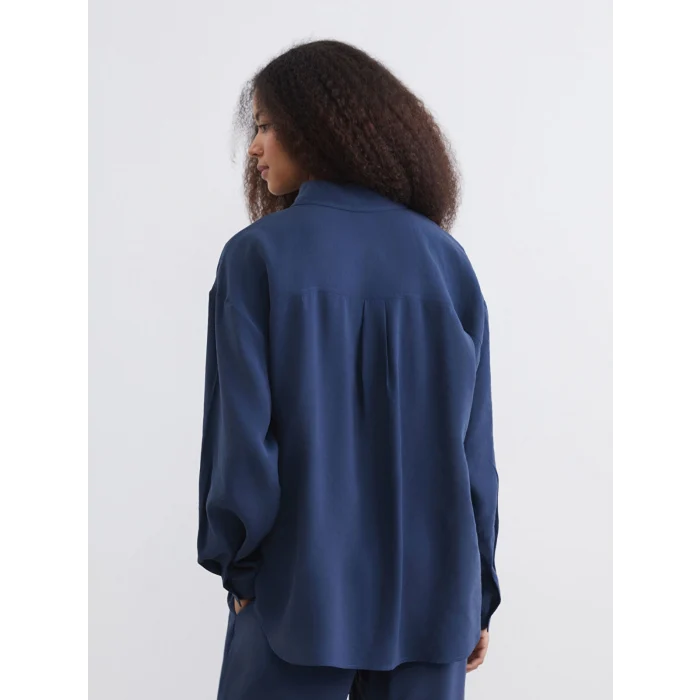 XSIDE İndigo Oversize Modal Karışımlı Kadın Gömlek