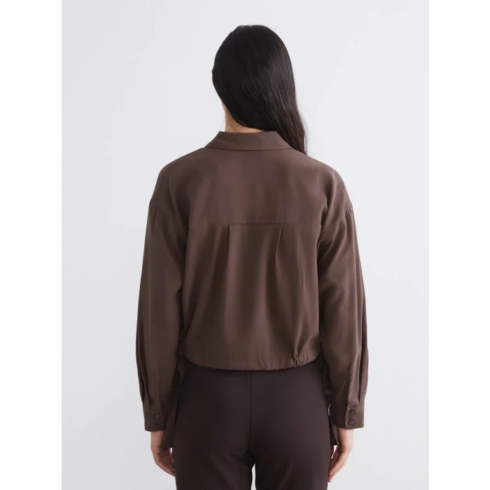 LCW EVERYDAY Kahverengi Bağcıklı Oversize Kadın Gömlek