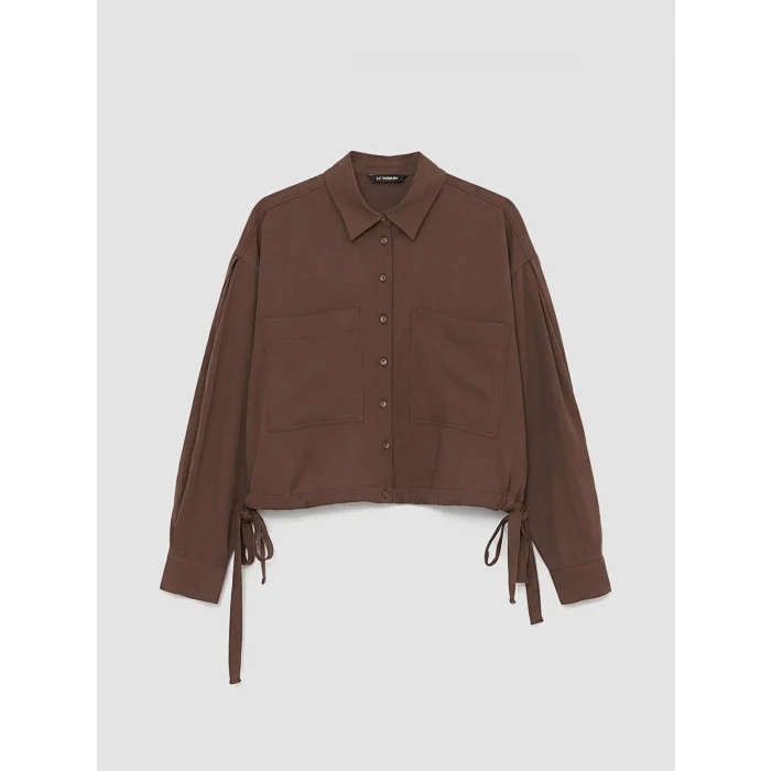 LCW EVERYDAY Kahverengi Bağcıklı Oversize Kadın Gömlek