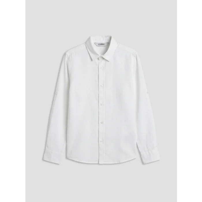 LCW Kids Beyaz Uzun Kollu Erkek Çocuk Poplin Gömlek