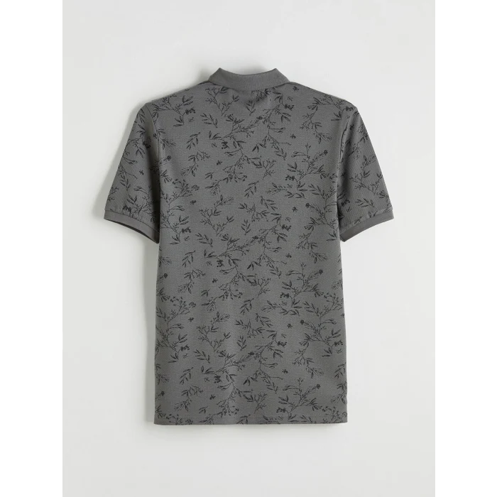 LCWAIKIKI Classic Antrasit Polo Yaka Desenli Strüktürlü Erkek Tişört