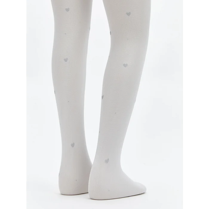 LCW Kids Ekru Kalp Desenli Kız Çocuk İnce Külotlu Çorap 2li