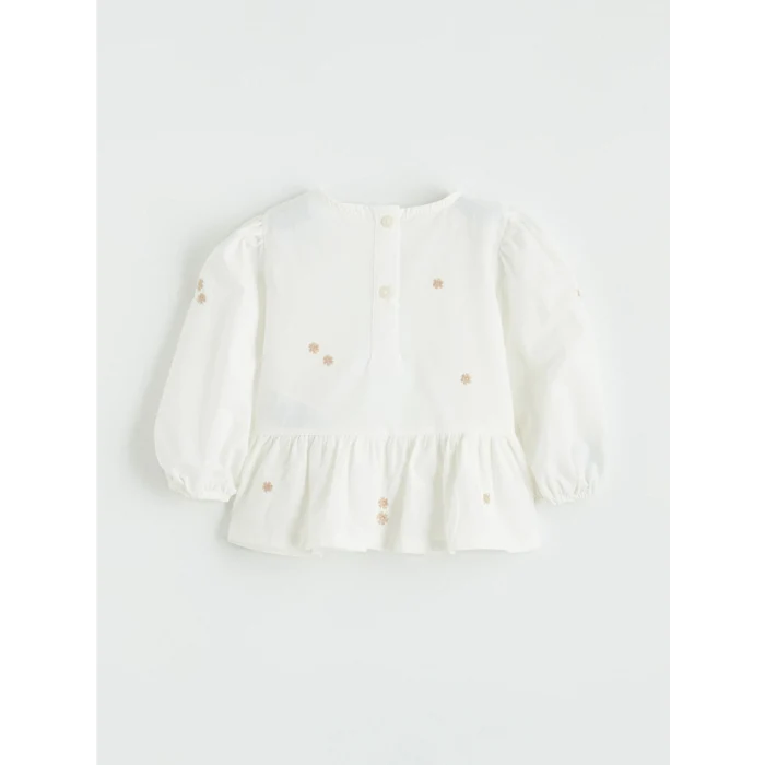 LCW baby Ekru Bisiklet Yaka Kız Bebek Bluz ve Pantolon