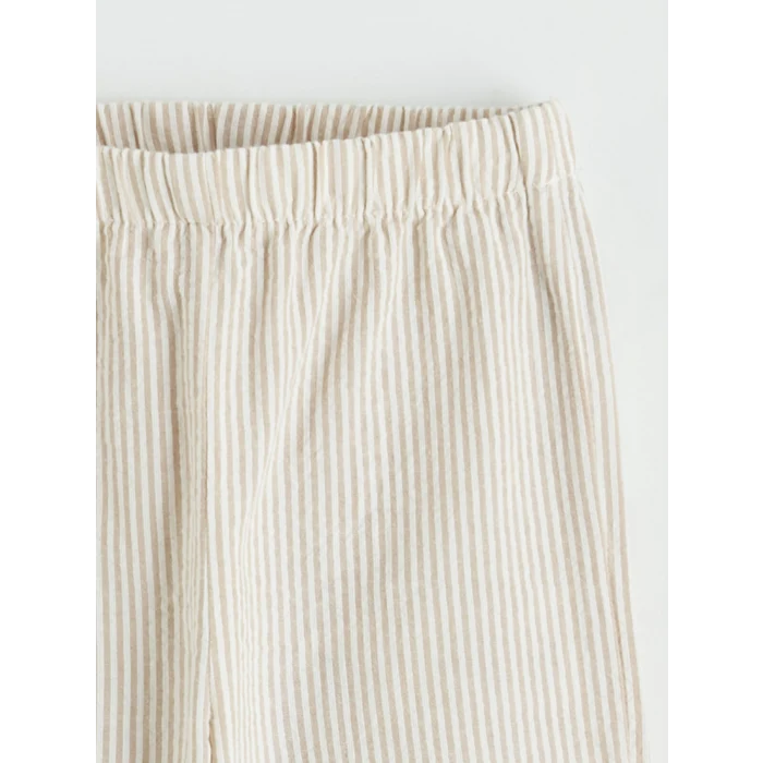 LCW baby Ekru Bisiklet Yaka Kız Bebek Bluz ve Pantolon