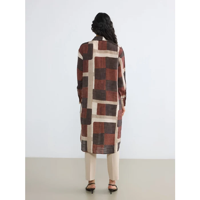 LCW Modest Kahverengi Desenli Kadın Gömlek Tunik