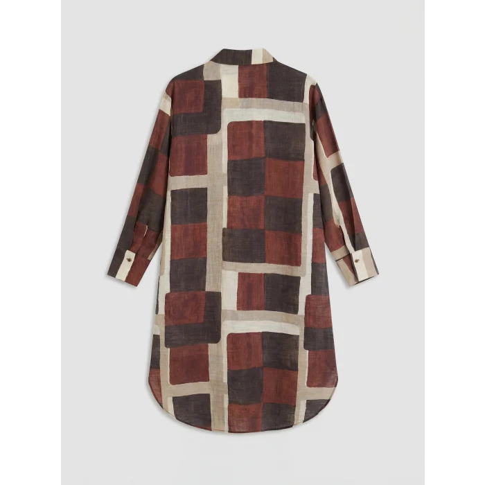 LCW Modest Kahverengi Desenli Kadın Gömlek Tunik