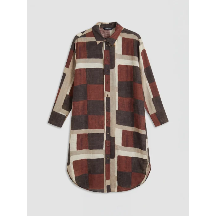 LCW Modest Kahverengi Desenli Kadın Gömlek Tunik