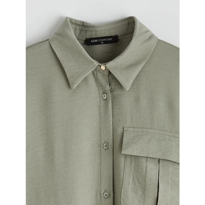 LCW Comfort Yeşil Bağlama Detaylı Büzgülü Kadın Gömlek