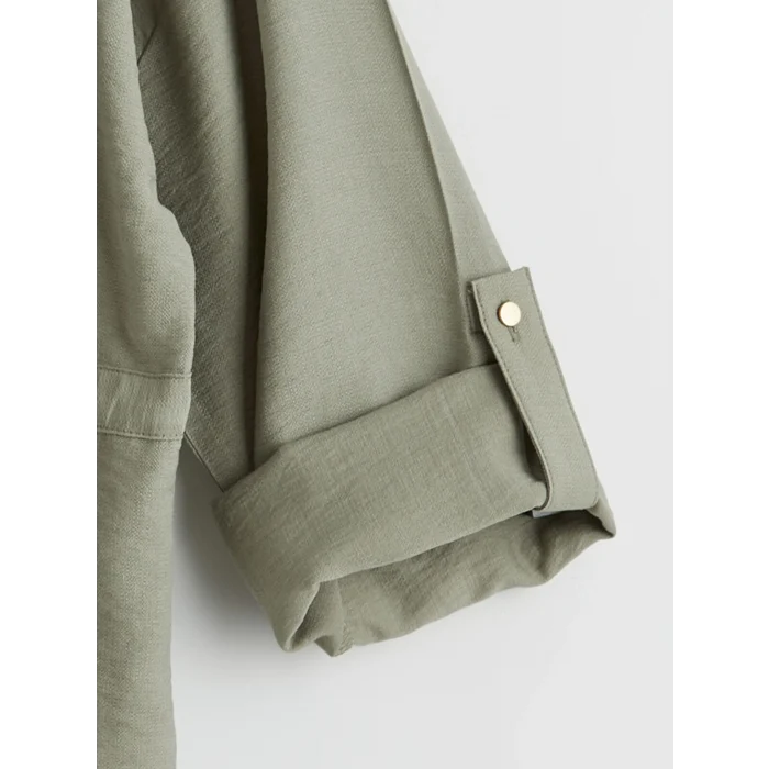 LCW Comfort Yeşil Bağlama Detaylı Büzgülü Kadın Gömlek