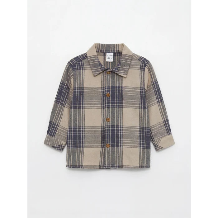 LCW baby Bej Uzun Kollu Erkek Bebek Gömlek Ve Pantolon