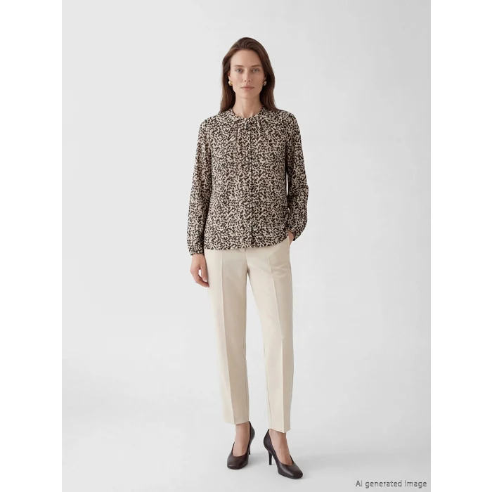 LCW Grace Bej Bisiklet Yaka Desenli Bluz