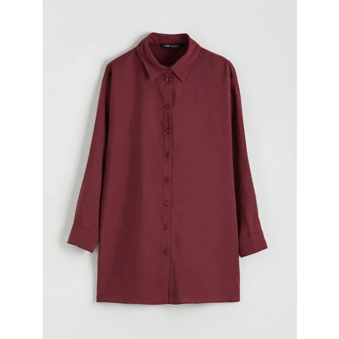 LCW Modest Bordo Oversize Modal Karışımlı Kadın Gömlek Tunik