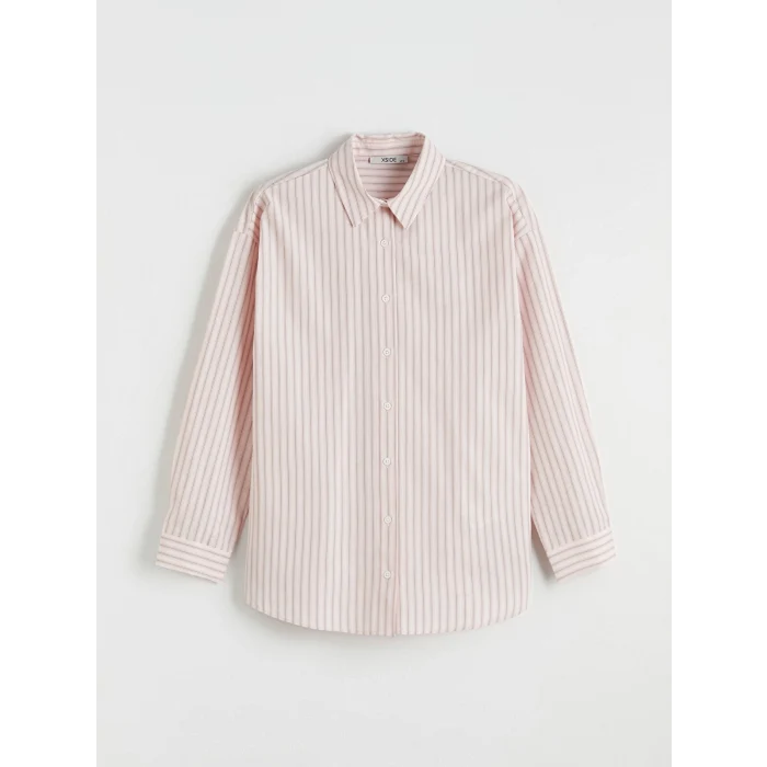 XSIDE Pembe Çizgili Oxford Kadın Gömlek