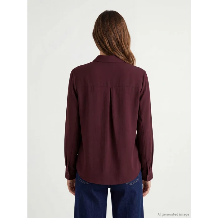 LCW Grace Mürdüm Bağlama Detaylı Büzgülü Kadın Gömlek