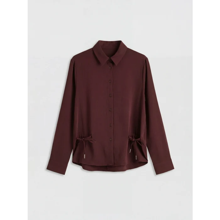LCW Grace Mürdüm Bağlama Detaylı Büzgülü Kadın Gömlek