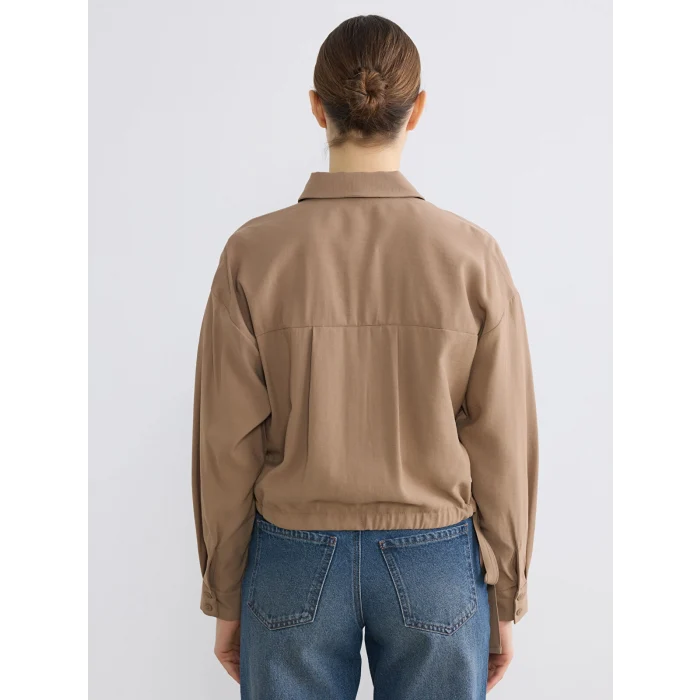 LCW EVERYDAY Bej Bağcıklı Oversize Kadın Gömlek