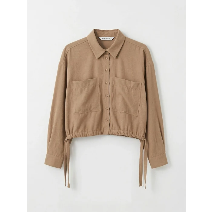 LCW EVERYDAY Bej Bağcıklı Oversize Kadın Gömlek