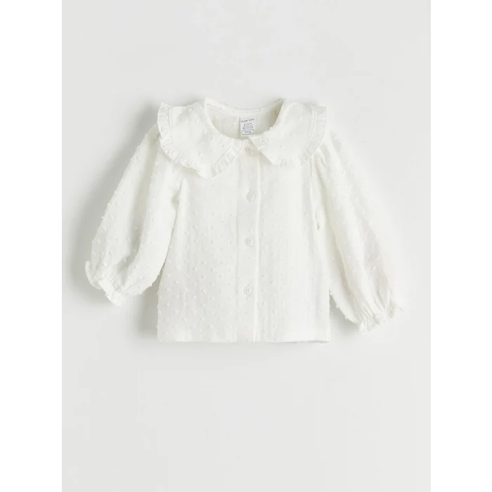 LCW baby Ekru Bebe Yaka Kız Bebek Gömlek ve Tayt