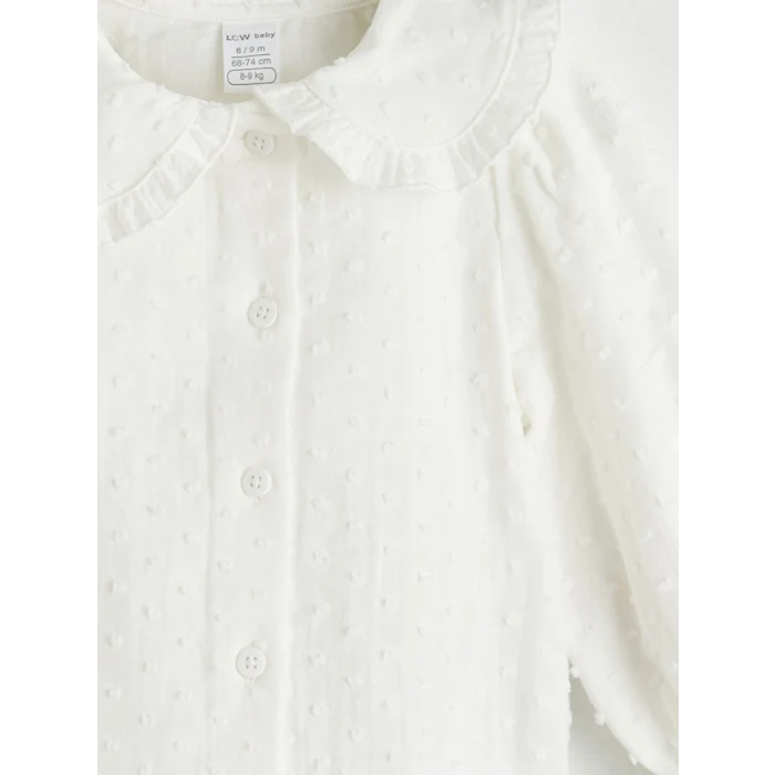 LCW baby Ekru Bebe Yaka Kız Bebek Gömlek ve Tayt