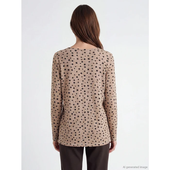 LCW Grace Bej Bisiklet Yaka Puantiyeli Bluz