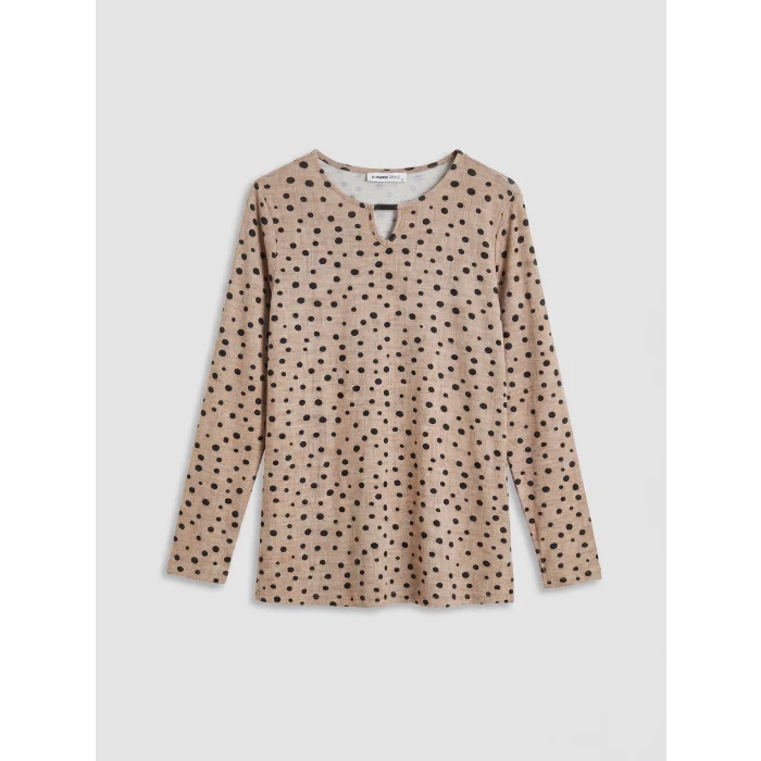 LCW Grace Bej Bisiklet Yaka Puantiyeli Bluz