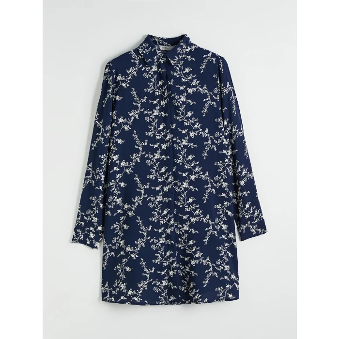 LCW Grace Lacivert Çiçekli Kadın Gömlek Tunik