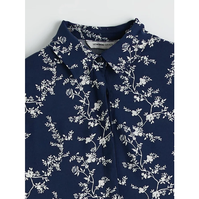 LCW Grace Lacivert Çiçekli Kadın Gömlek Tunik