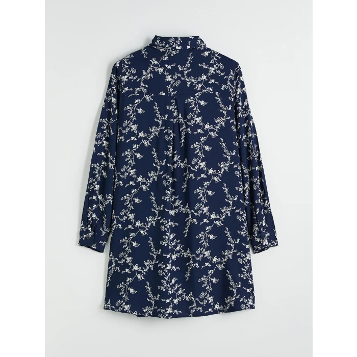 LCW Grace Lacivert Çiçekli Kadın Gömlek Tunik