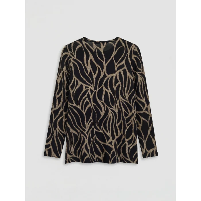 LCW Grace Kahverengi Bisiklet Yaka Desenli Bluz