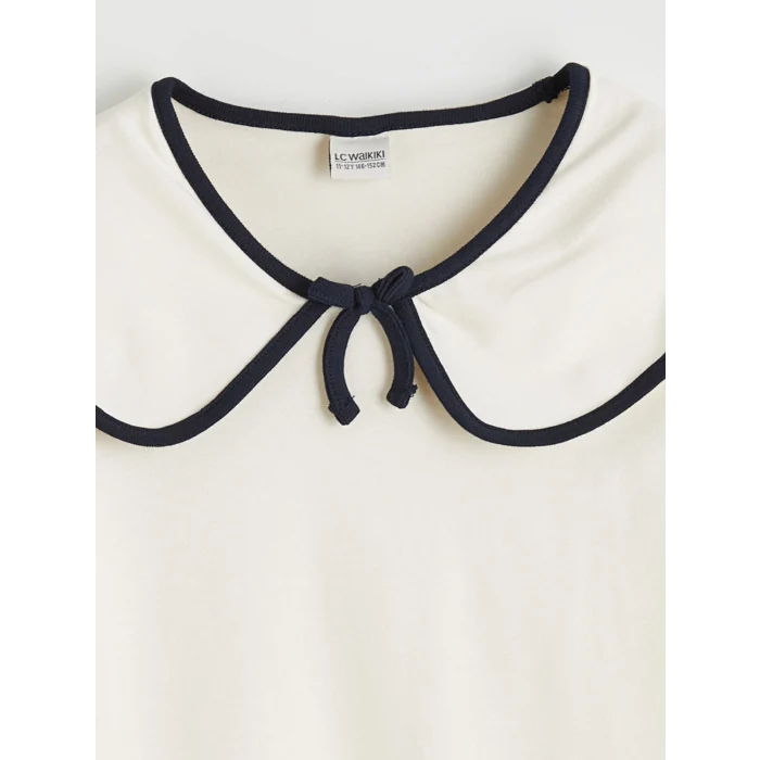 LCW Kids Ekru Bebe Yaka Kız Çocuk Tişört