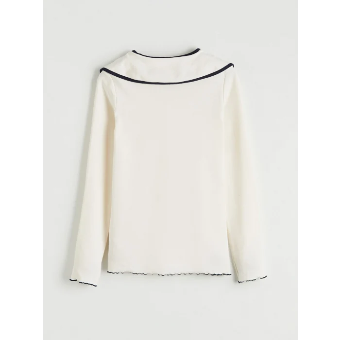 LCW Kids Ekru Bebe Yaka Kız Çocuk Tişört