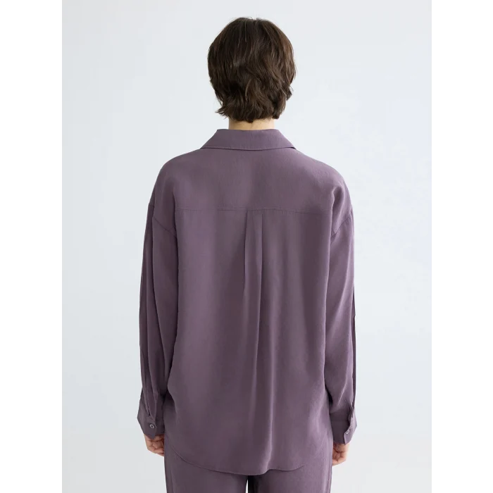 XSIDE Mürdüm Oversize Modal Karışımlı Kadın Gömlek