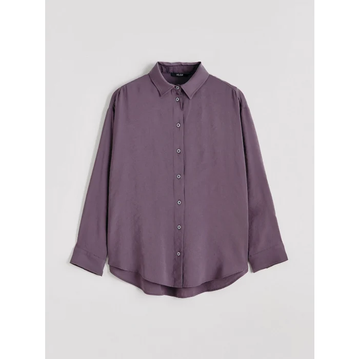 XSIDE Mürdüm Oversize Modal Karışımlı Kadın Gömlek