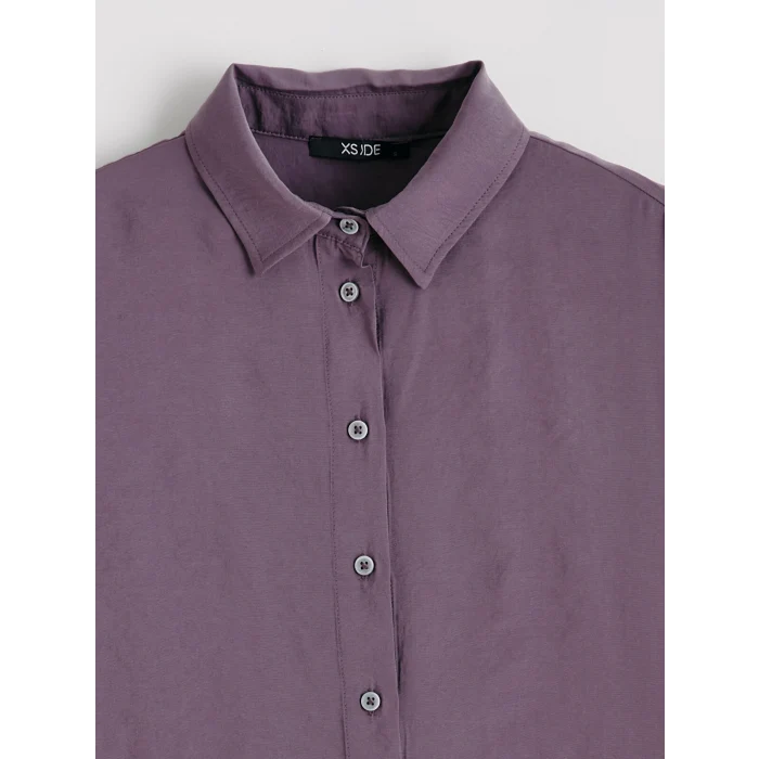 XSIDE Mürdüm Oversize Modal Karışımlı Kadın Gömlek