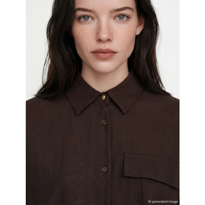 LCW Comfort Kahverengi Bağlama Detaylı Büzgülü Kadın Gömlek