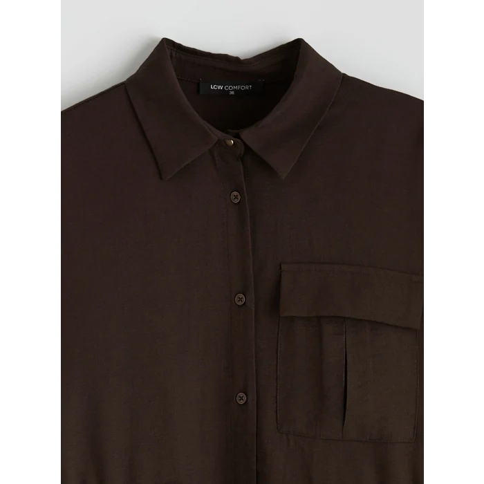 LCW Comfort Kahverengi Bağlama Detaylı Büzgülü Kadın Gömlek