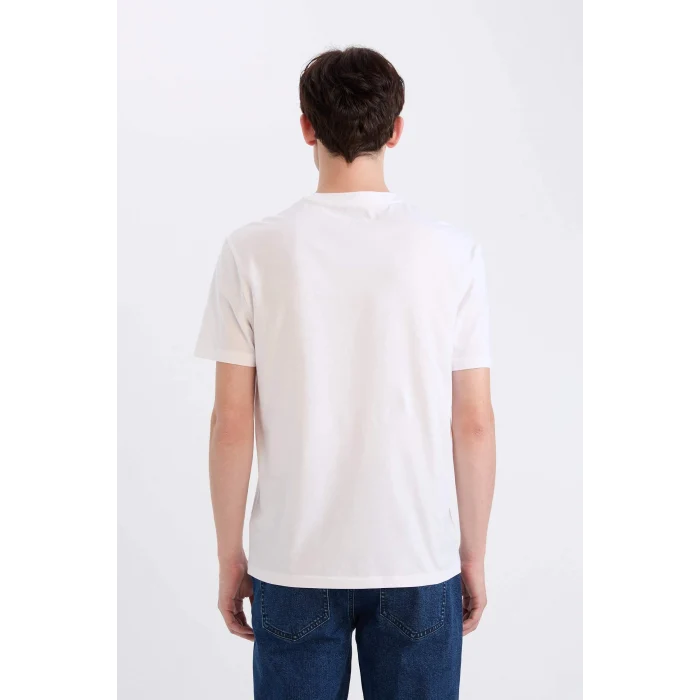 Defacto D9357AXWT34 Beyaz %100 Pamuk Regular Fit Bisiklet Yaka Baskılı Kısa Kollu Tişört