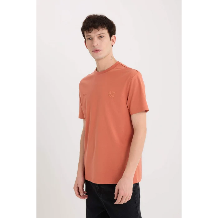 Defacto D5563AXOG350 Turuncu %100 Pamuk Regular Fit Bisiklet Yaka Baskılı Kısa Kollu Tişört