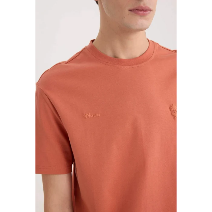Defacto D5563AXOG350 Turuncu %100 Pamuk Regular Fit Bisiklet Yaka Baskılı Kısa Kollu Tişört