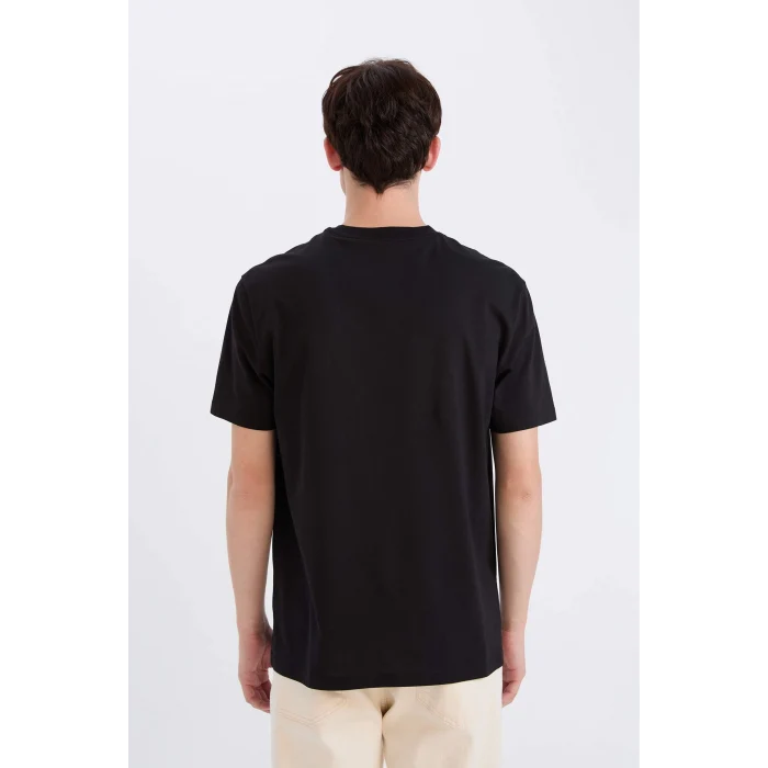 Defacto D5561AXBK81 Siyah %100 Pamuk Regular Fit Bisiklet Yaka Baskılı Kısa Kollu Tişört