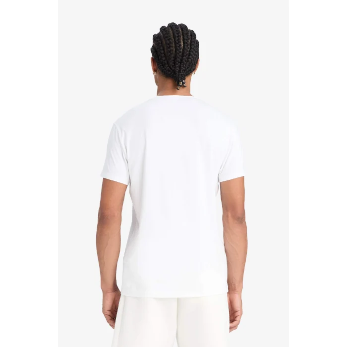 Defacto F2762AXWT34 Beyaz Hızlı Kuruyan Slim Fit Dar Kesim Bisiklet Yaka Baskılı Sporcu Kısa Kollu Tişört