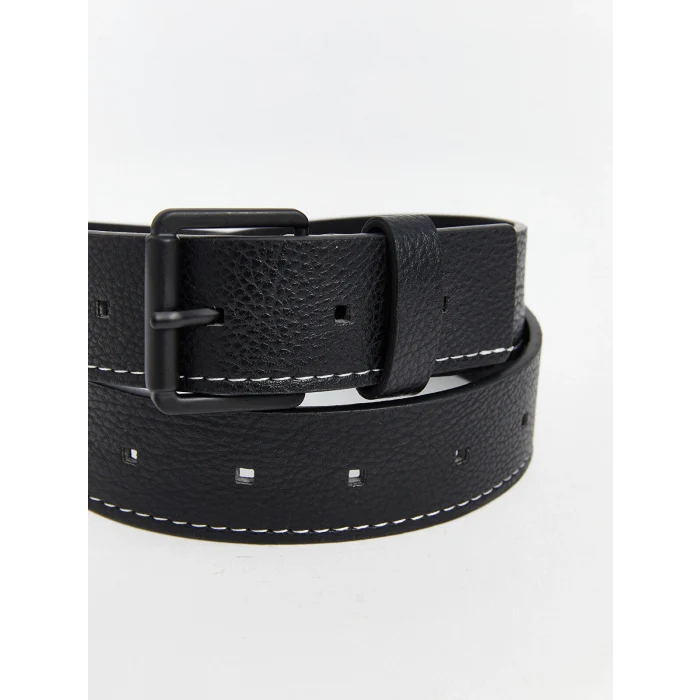 LCW ACCESSORIES Siyah Deri Görünümlü Erkek Kemer