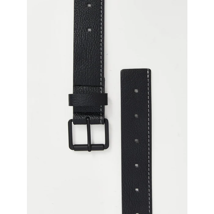 LCW ACCESSORIES Siyah Deri Görünümlü Erkek Kemer