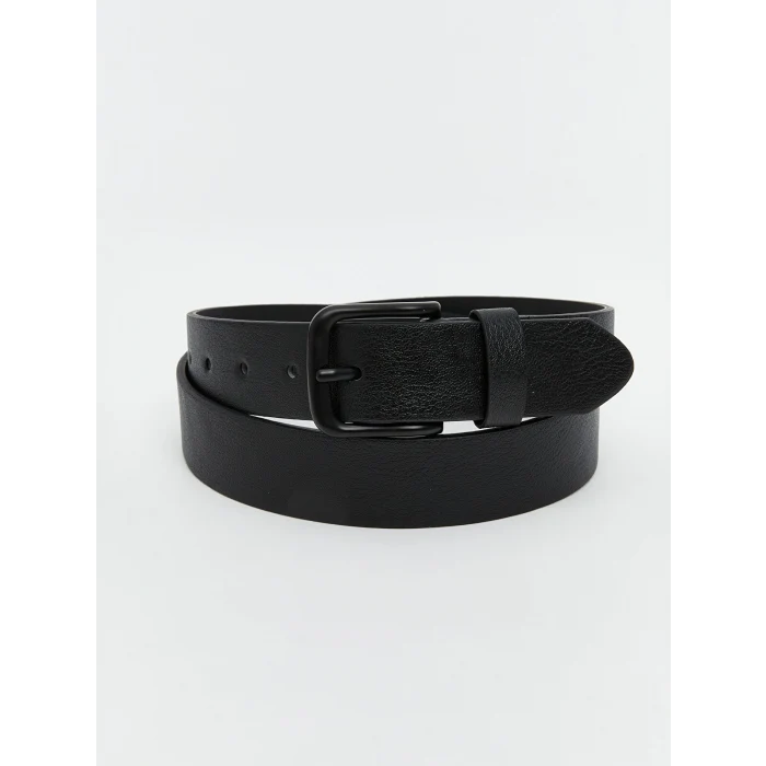 LCW ACCESSORIES Siyah Deri Görünümlü Erkek Kemer