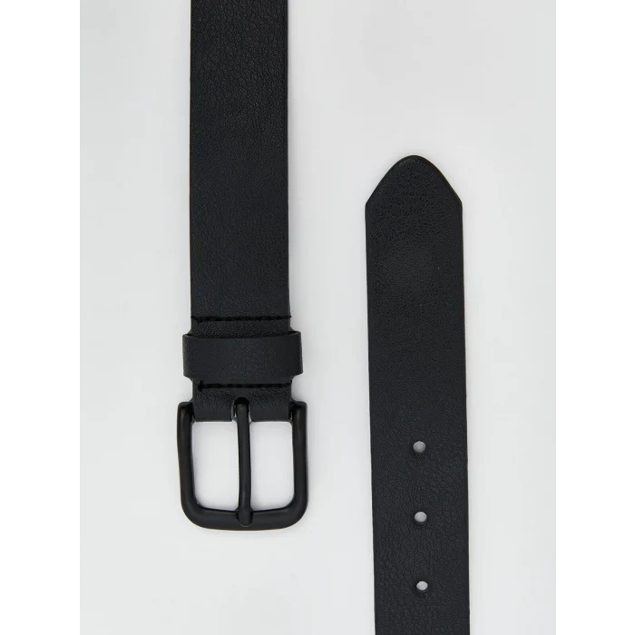 LCW ACCESSORIES Siyah Deri Görünümlü Erkek Kemer