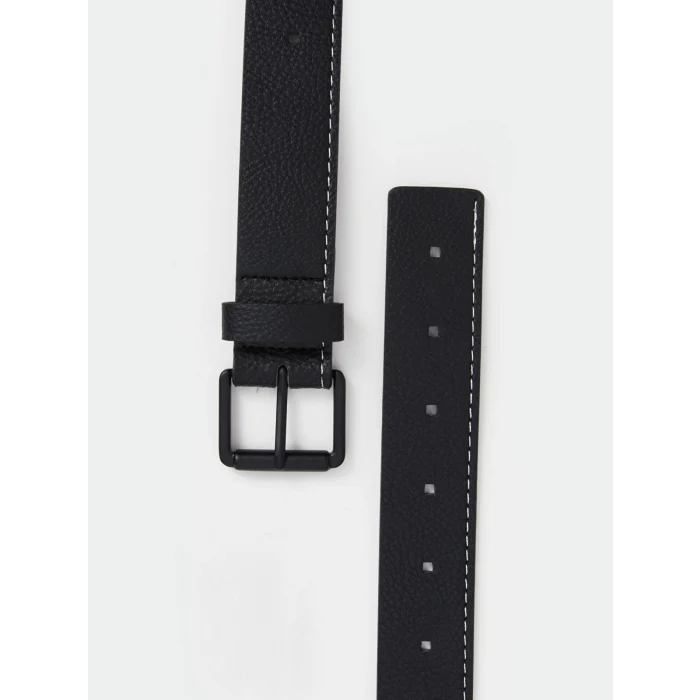 LCW ACCESSORIES Siyah Deri Görünümlü Erkek Kemer